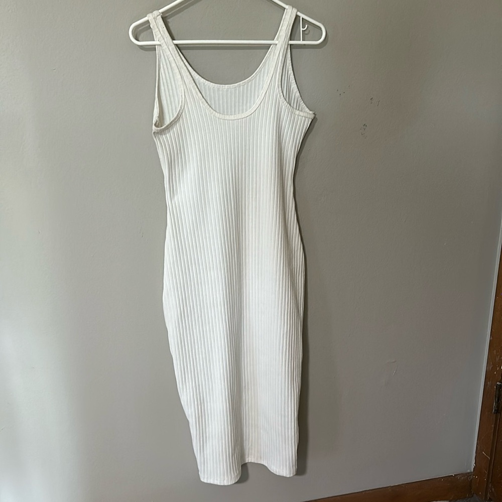 White ribs tank dress size medium 95% polyester 5% spandex